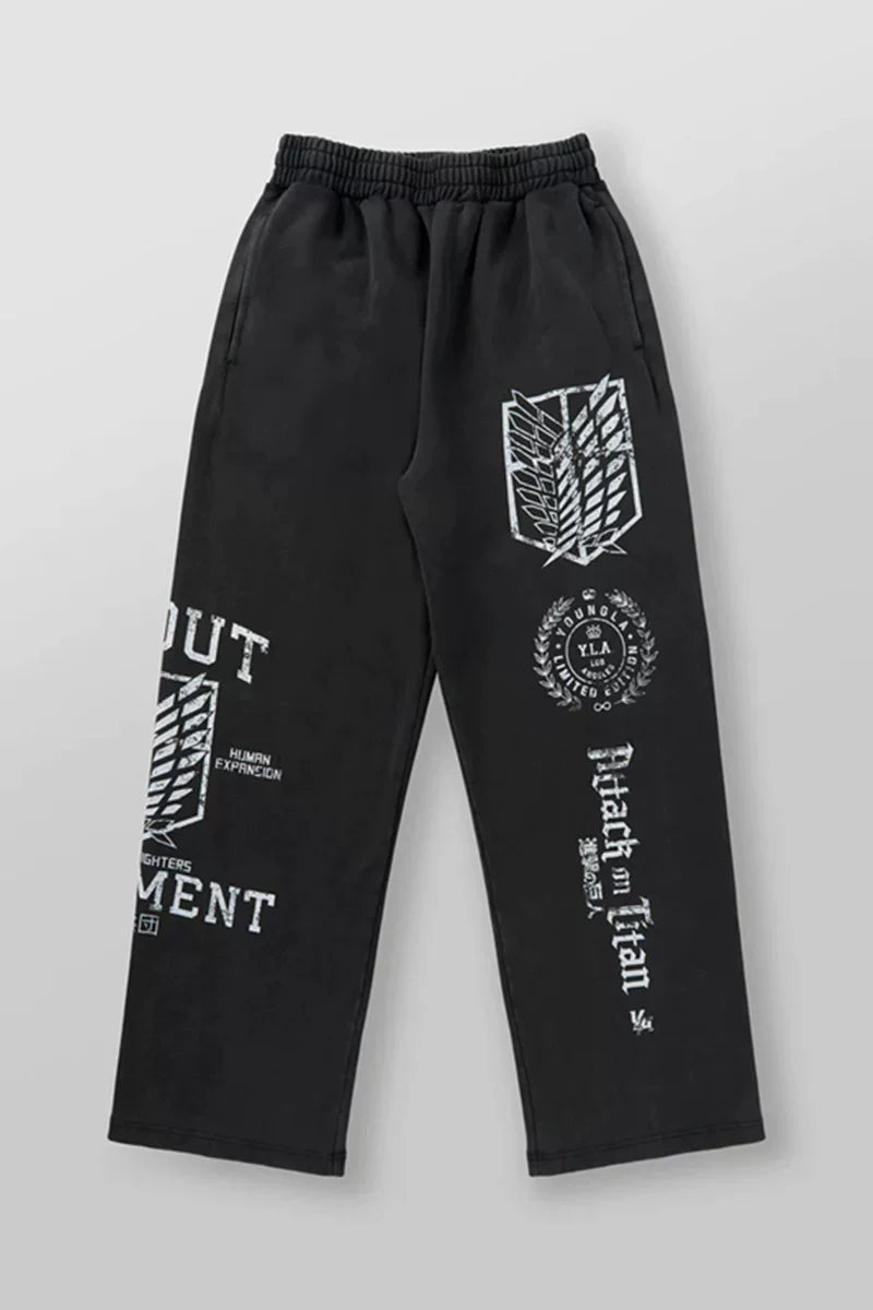 Spring and Autumn YoungLa pants American sports pants, fitness pants, cotton looped printed wide leg pants, cross-border foreign trade