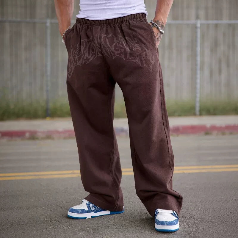 American style trendy YOUNGLA fitness straight leg pants, loose jogging, casual trend, versatile looped cotton pants