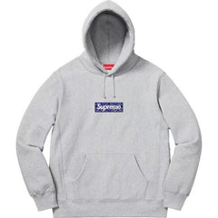 Supreme Bandana Box Logo Hooded Sweatshirt - Heather Grey / Blue