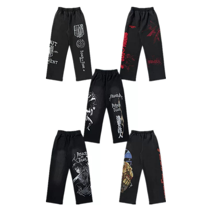 Spring and Autumn YoungLa pants American sports pants, fitness pants, cotton looped printed wide leg pants, cross-border foreign trade
