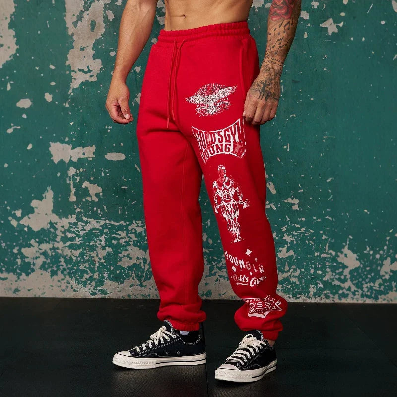 Autumn and Winter American Trendy Brand YOUNG LA New Muscle Fitness Sports Running Pants Casual Printed Leg Tights