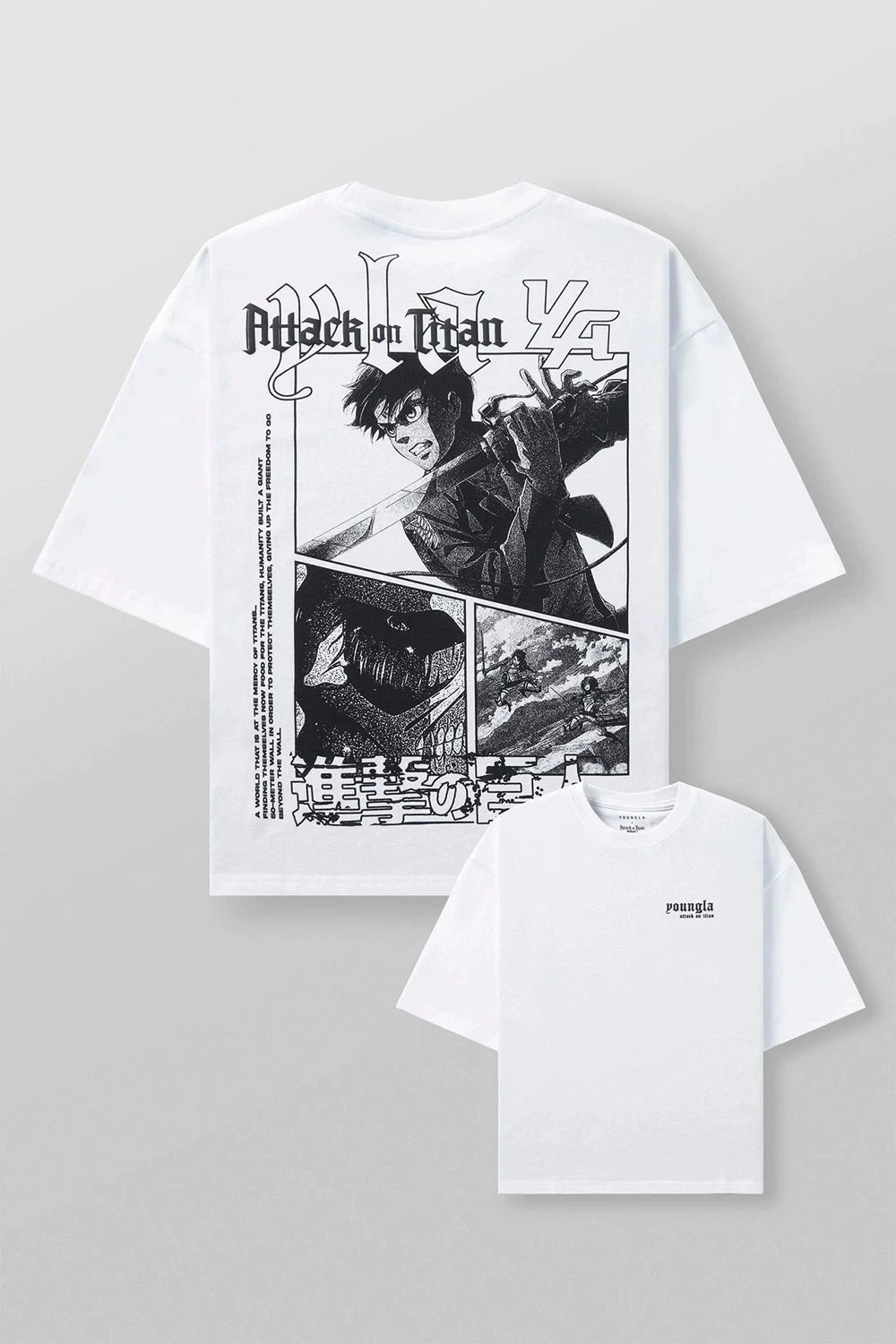 European and American trend YOONGLA oversized T-shirt alliance Attack on Titan jogging fitness pure cotton short sleeved shirt