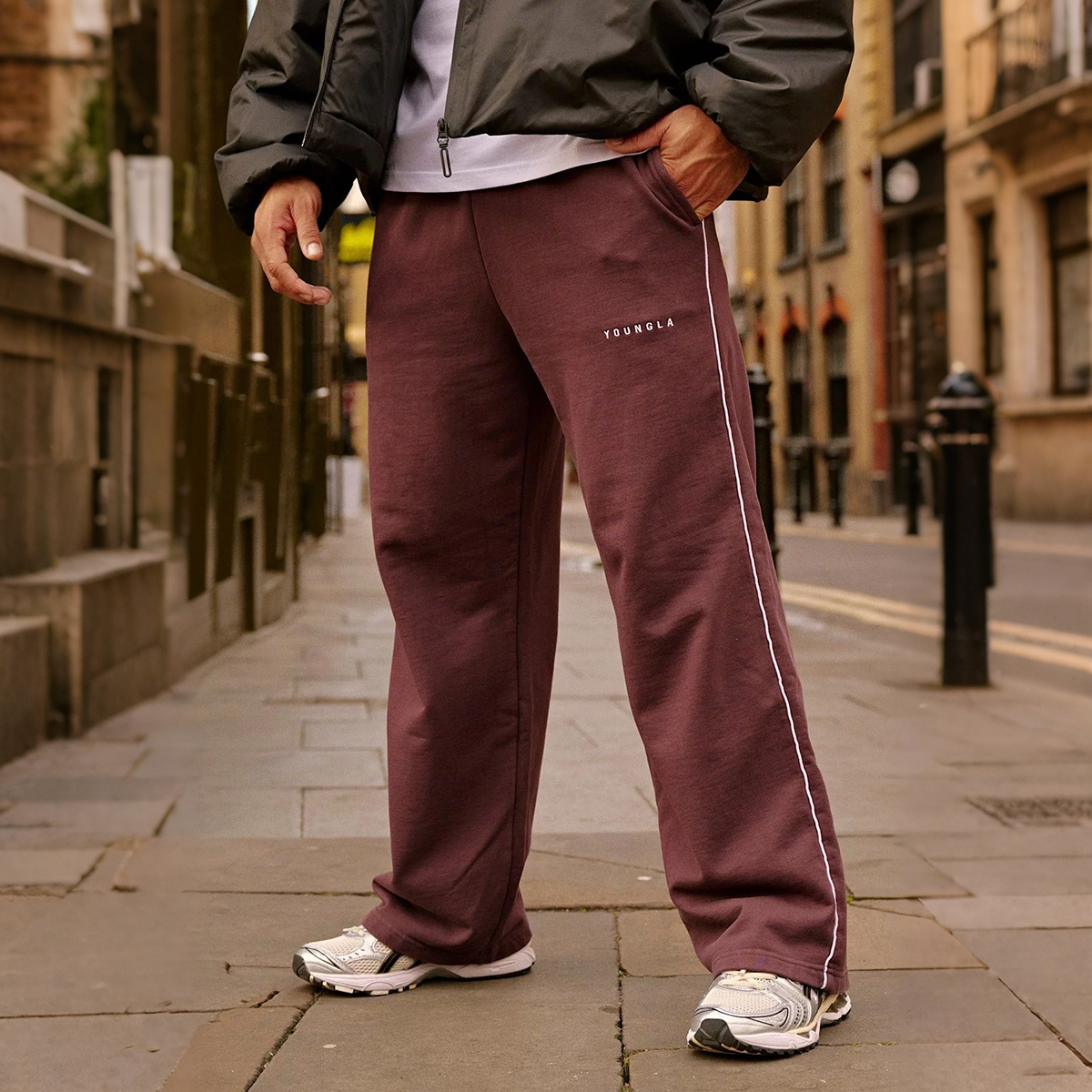 American fashion brand YOUNG LA sports pants for fitness runners, casual cotton training, embroidered wide leg pants, cross-border