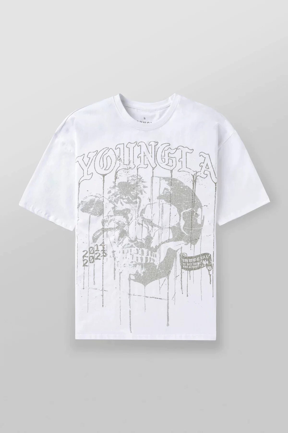 Cross border foreign trade American trendy brand YoungLa skeleton short sleeved loose cotton round neck fitness running T-shirt for men