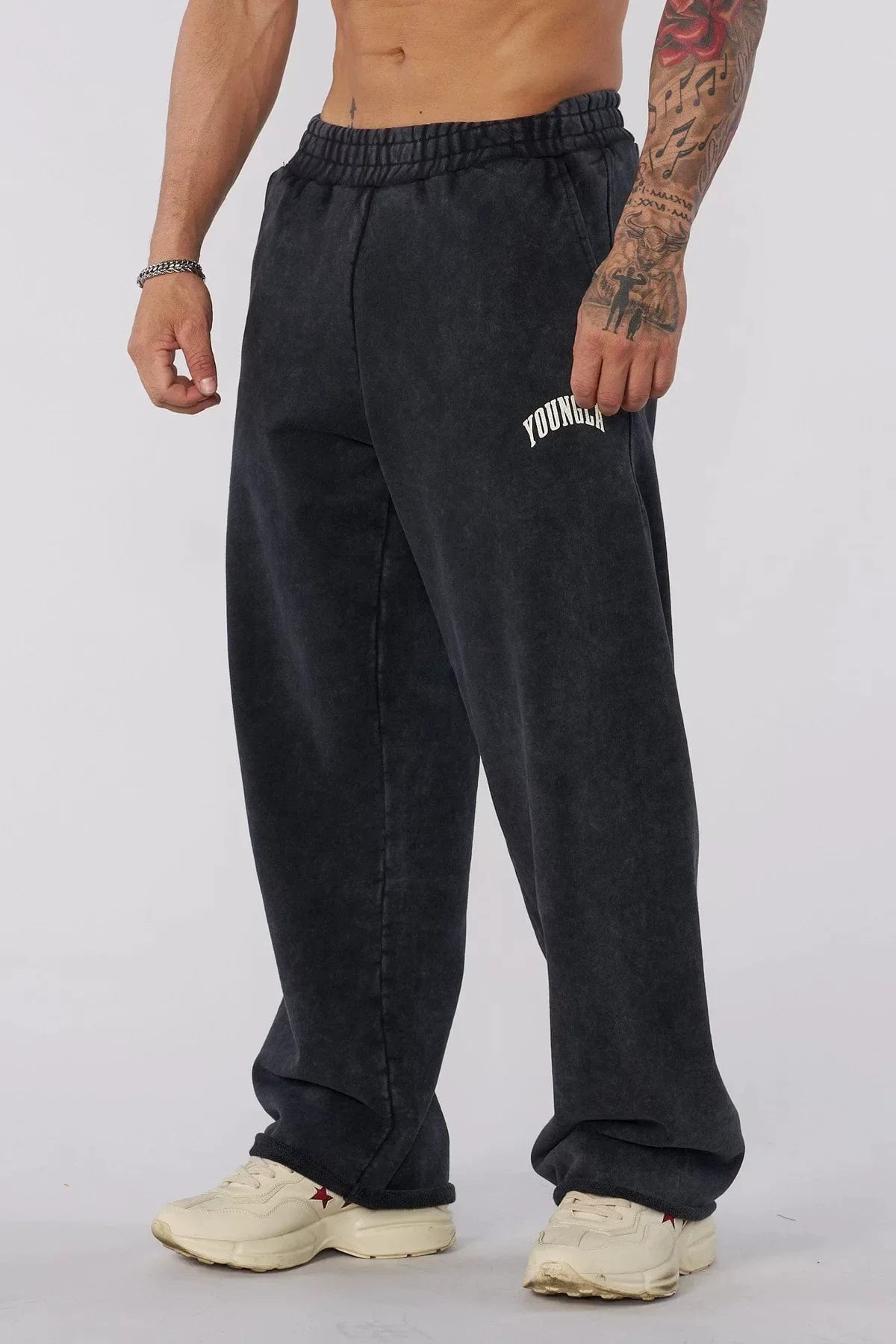 European and American new trendy brand YOUNG LA, slow runners, sports straight leg pants, casual fitness training, loose pants for men (1)