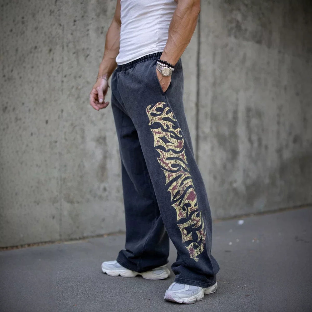 European and American trendy brand YOUNG LA sports straight leg pants American men's fitness training outdoor casual loose pants