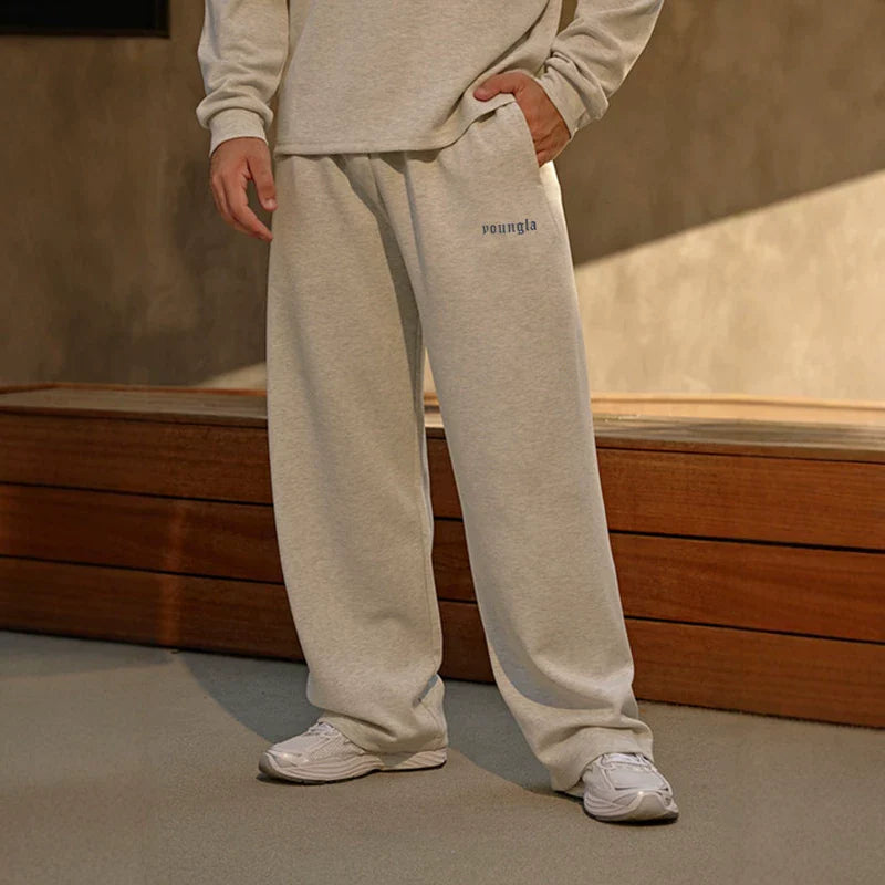American fashion brand YOUNG LA sports wide leg straight leg sweatpants, versatile fitness printed casual pants, cross-border foreign trade