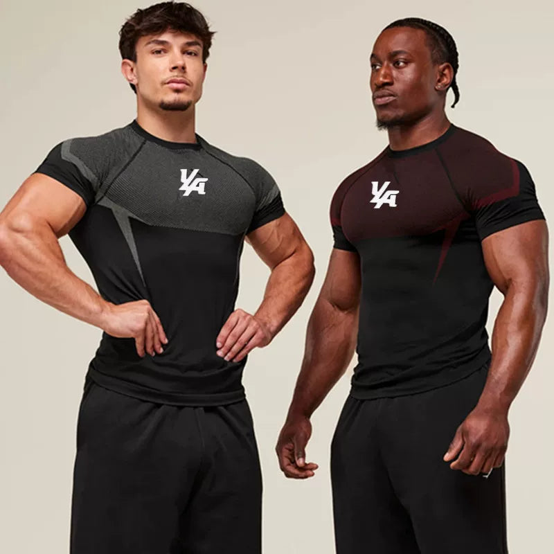Cross border foreign trade American trendy brand YOUNG LA leisure sports fitness running jogging men's stretch t-shirt training suit