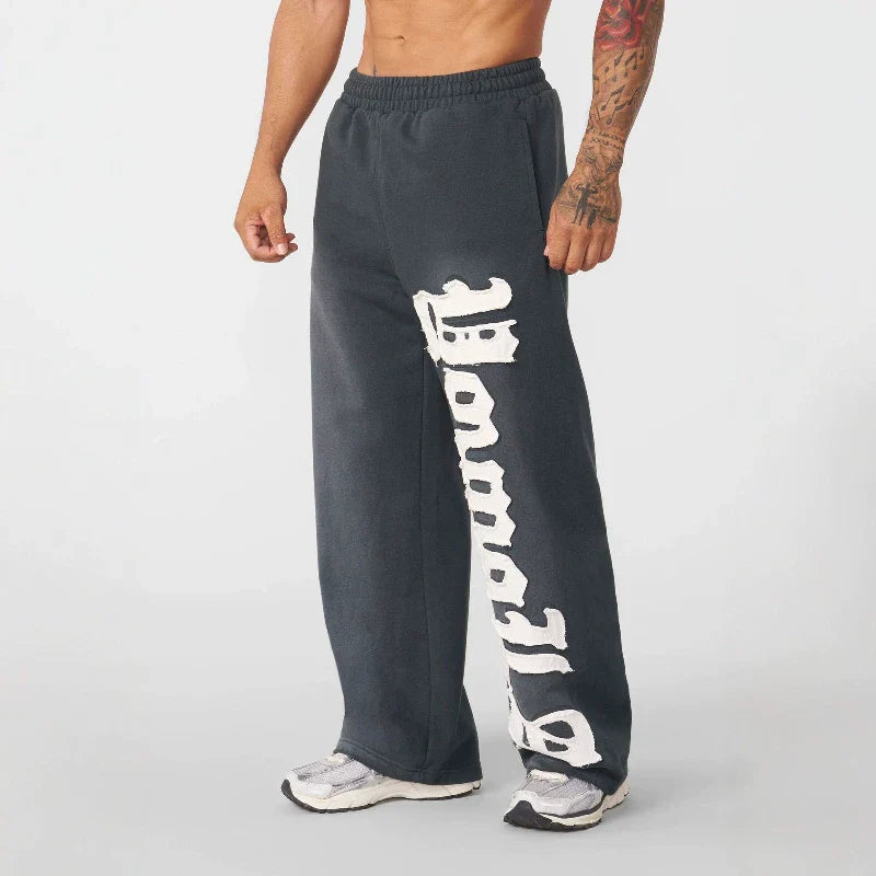 American fashion brand YOONGLA fitness training loose sports pants European and American embroidered straight leg pants Cross border foreign trade