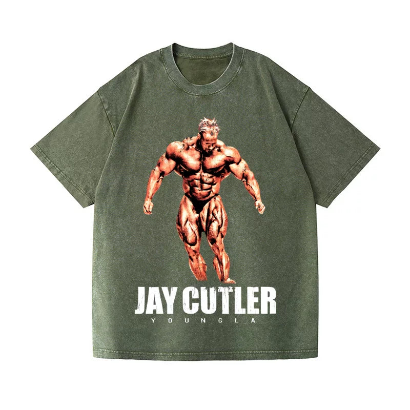 美式潮牌YOUNGLA联名Jay Cutler运动健身短袖水洗宽松棉质上衣T恤