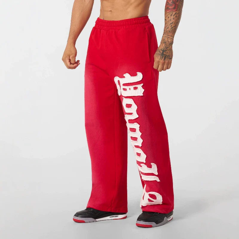 American fashion brand YOONGLA fitness training loose sports pants European and American embroidered straight leg pants Cross border foreign trade
