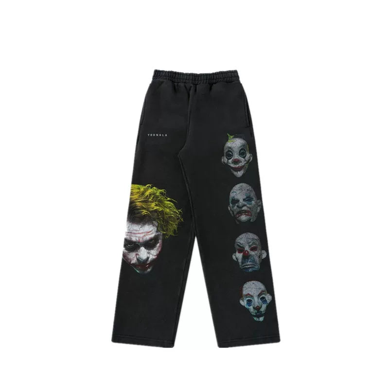 American fashion brand YOUNG LA sports pants for men and women's fitness training printed casual straight leg pants