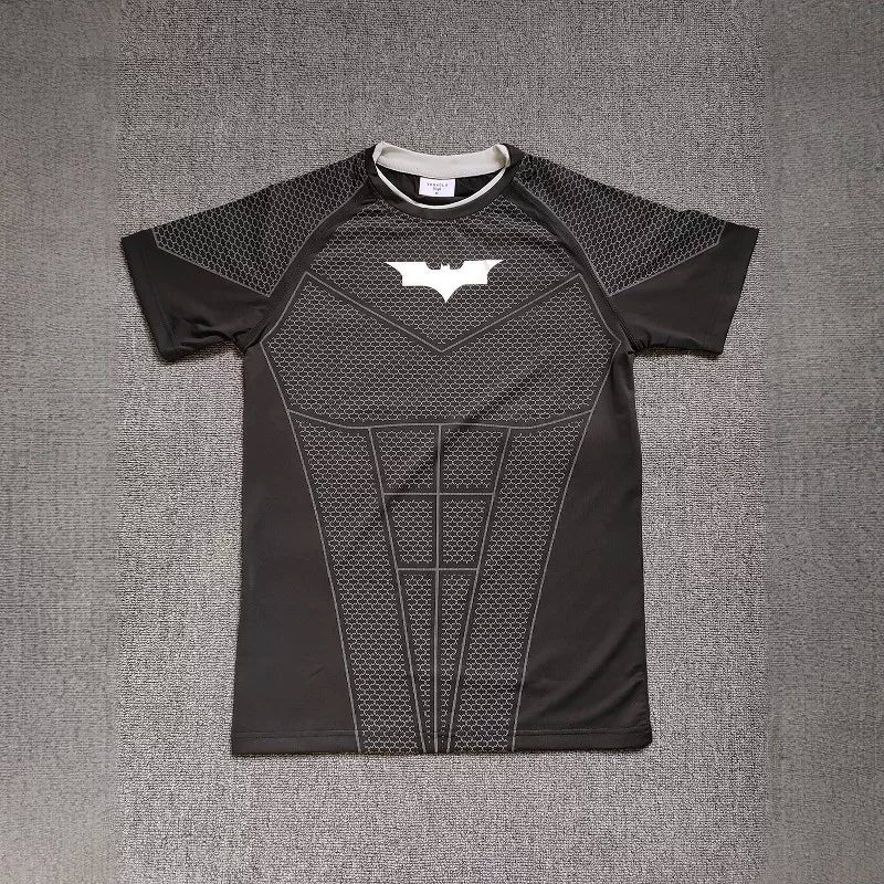 American fashion brand YOUNG LA fitness T-shirt Batman quick drying breathable elastic slim fit short sleeved training top