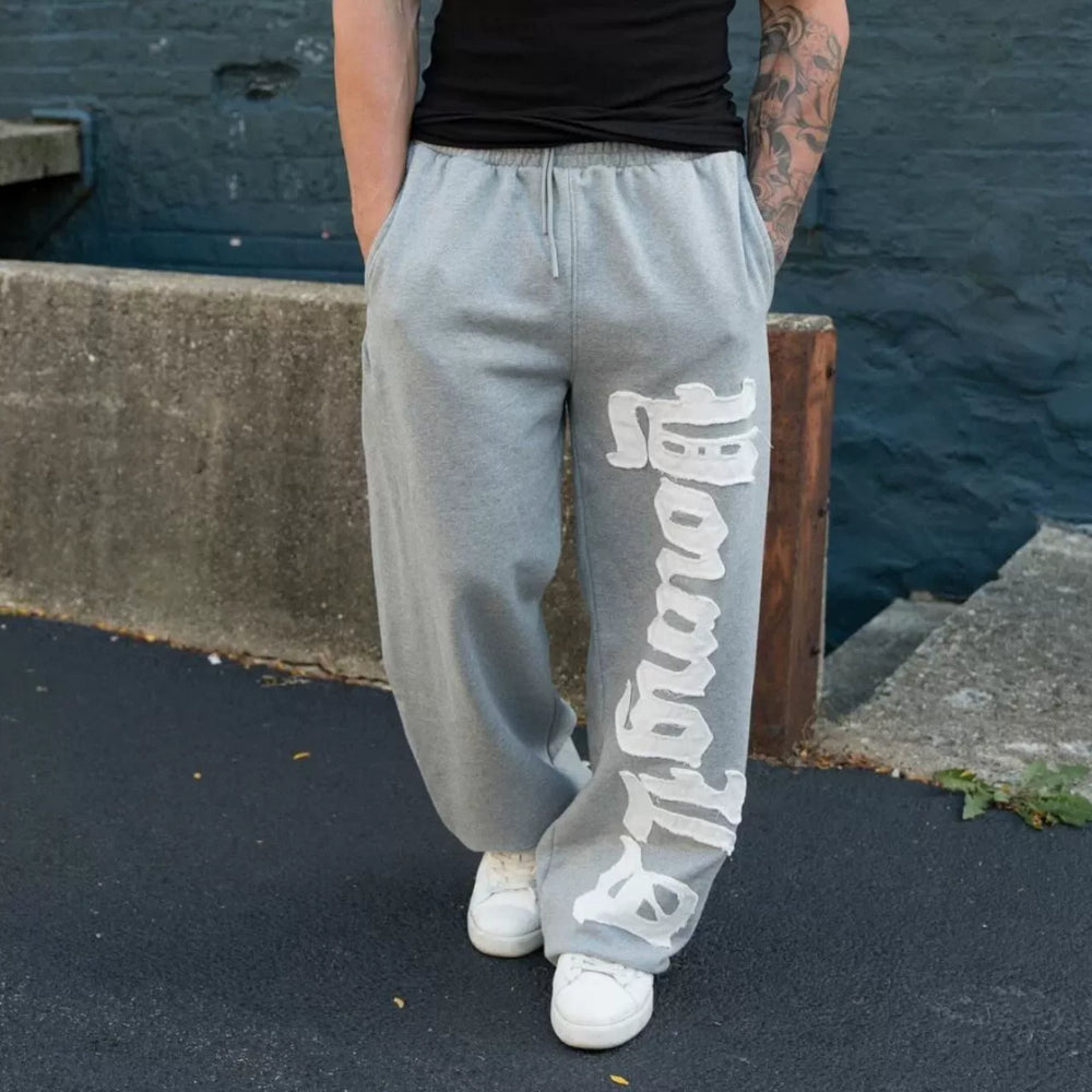 American fashion brand YOONGLA fitness training loose sports pants European and American embroidered straight leg pants Cross border foreign trade