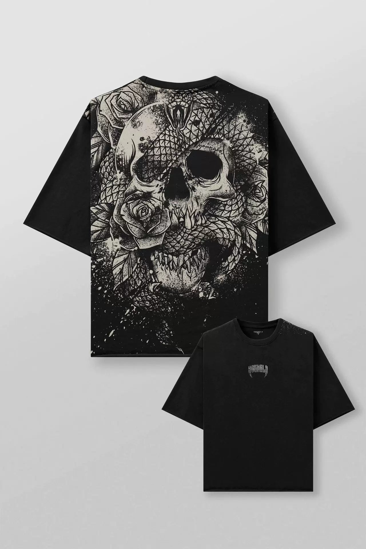 New Men's American Trendy Brand YOUNG LA Cotton Super Large Sports T-shirt Trendy Jogger Gym Casual Short Sleeve