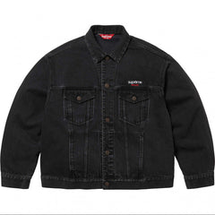 Supreme Small Box Logo Denim Trucker Jacket - Washed Black
