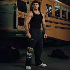 American fashion brand YOUNG LA sports pants for men and women's fitness training printed casual straight leg pants