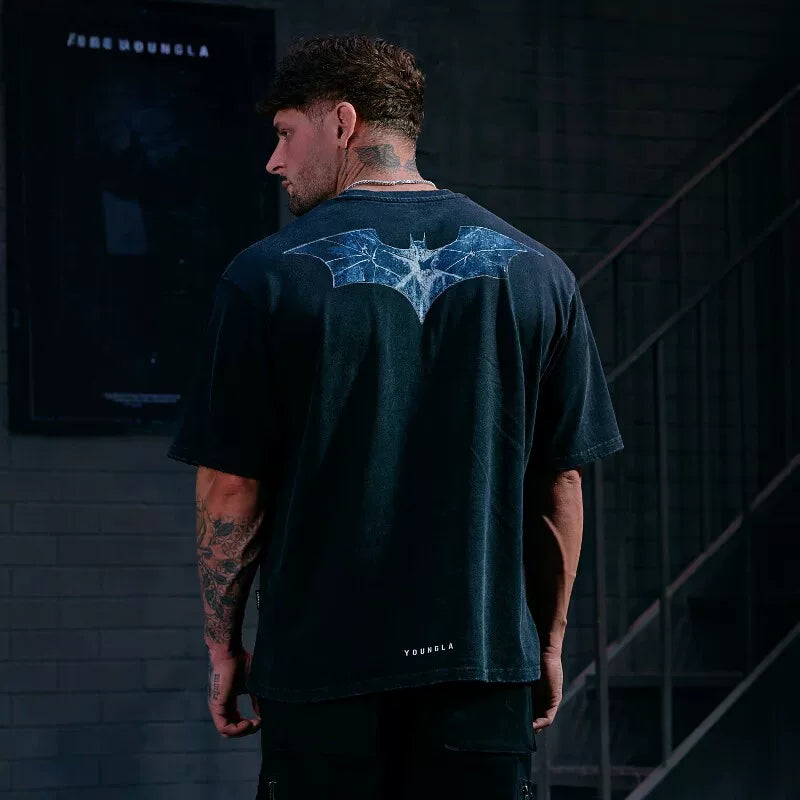 American trendy brand YOONGLA fitness sports clown Batman short sleeved jogging casual loose cotton round neck T-shirt