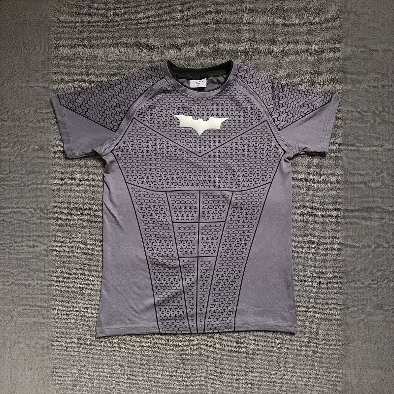 American fashion brand YOUNG LA fitness T-shirt Batman quick drying breathable elastic slim fit short sleeved training top