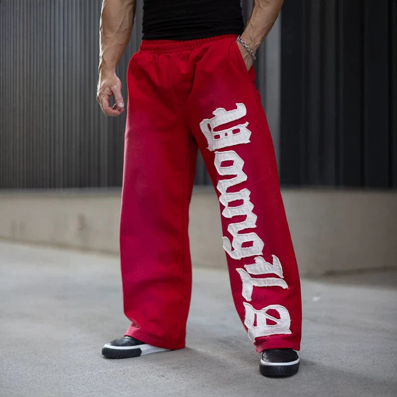 American fashion brand YOONGLA fitness training loose sports pants European and American embroidered straight leg pants Cross border foreign trade