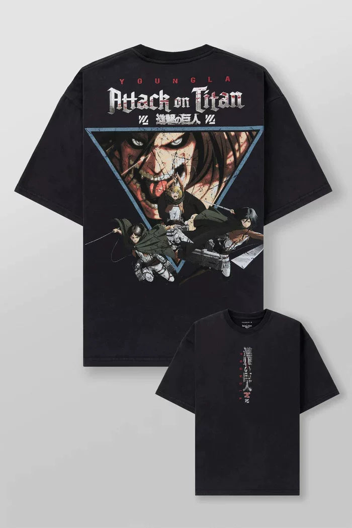 New American Trendy Brand YOUNGLA Alliance Attack on Titan Loose Large T-shirt Fitness Sports Short Sleeve