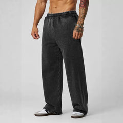American fashion brand YOONGLA fitness straight leg pants, jogging training, tied rope, casual loose straight leg pants