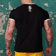 新款美式YOUNGLA联名GOLDSGYM运动短袖复古健身休闲棉氨上衣t恤男