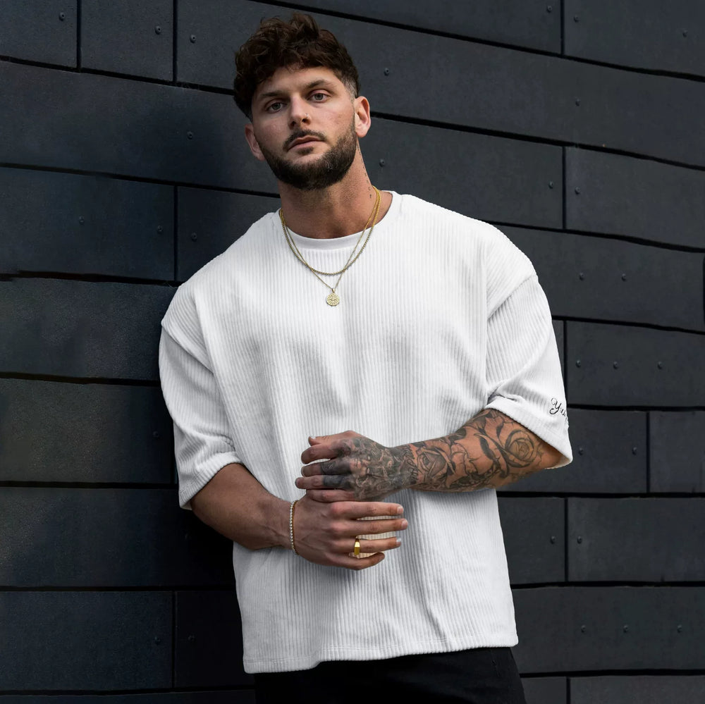 American style loose sports short sleeved T-shirt, plus size casual fitness top, European and American style trendy round neck top, suitable for all seasons