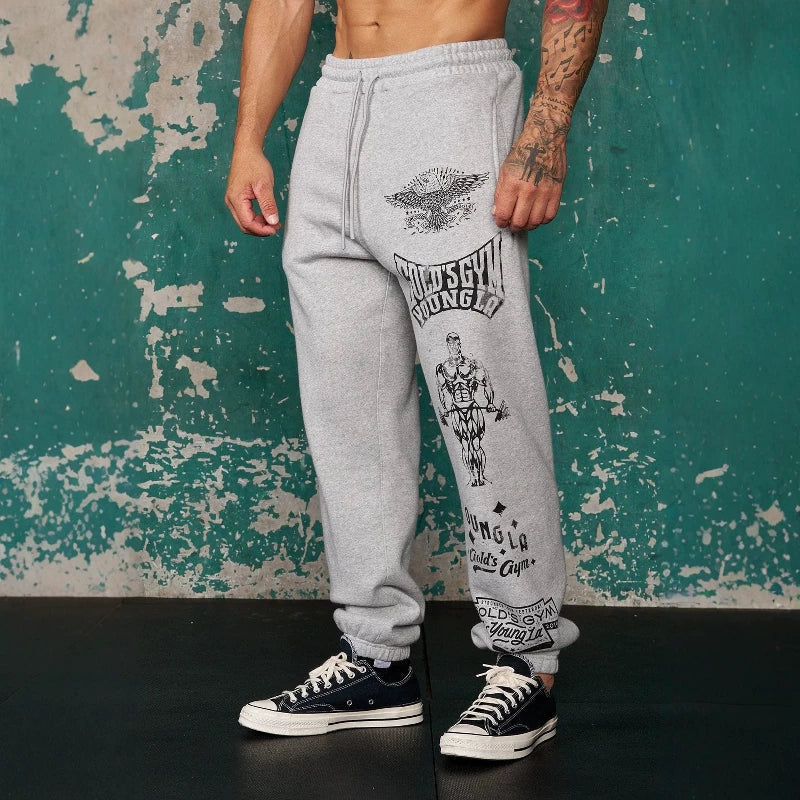 Autumn and Winter American Trendy Brand YOUNG LA New Muscle Fitness Sports Running Pants Casual Printed Leg Tights