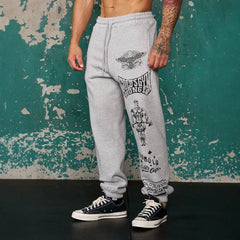 Autumn and Winter American Trendy Brand YOUNG LA New Muscle Fitness Sports Running Pants Casual Printed Leg Tights