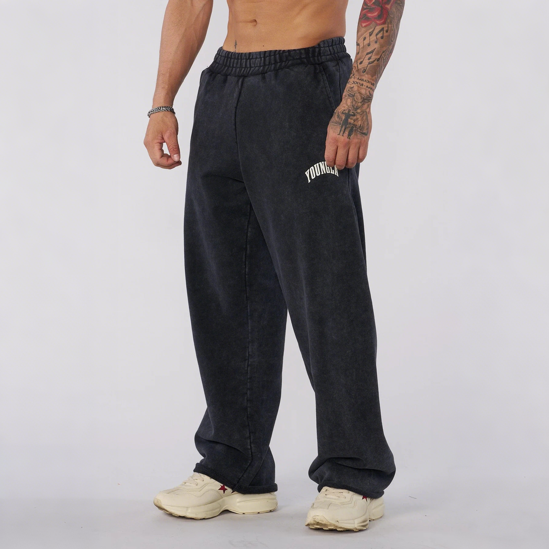 European and American new trendy brand YOUNG LA, slow runners, sports straight leg pants, casual fitness training, loose pants for men