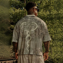 New American Trendy Brand YOUNG LA Large Men's Mesh T-shirt European and American Fitness Loose Quick Drying Breathable Digital Short Sleeve