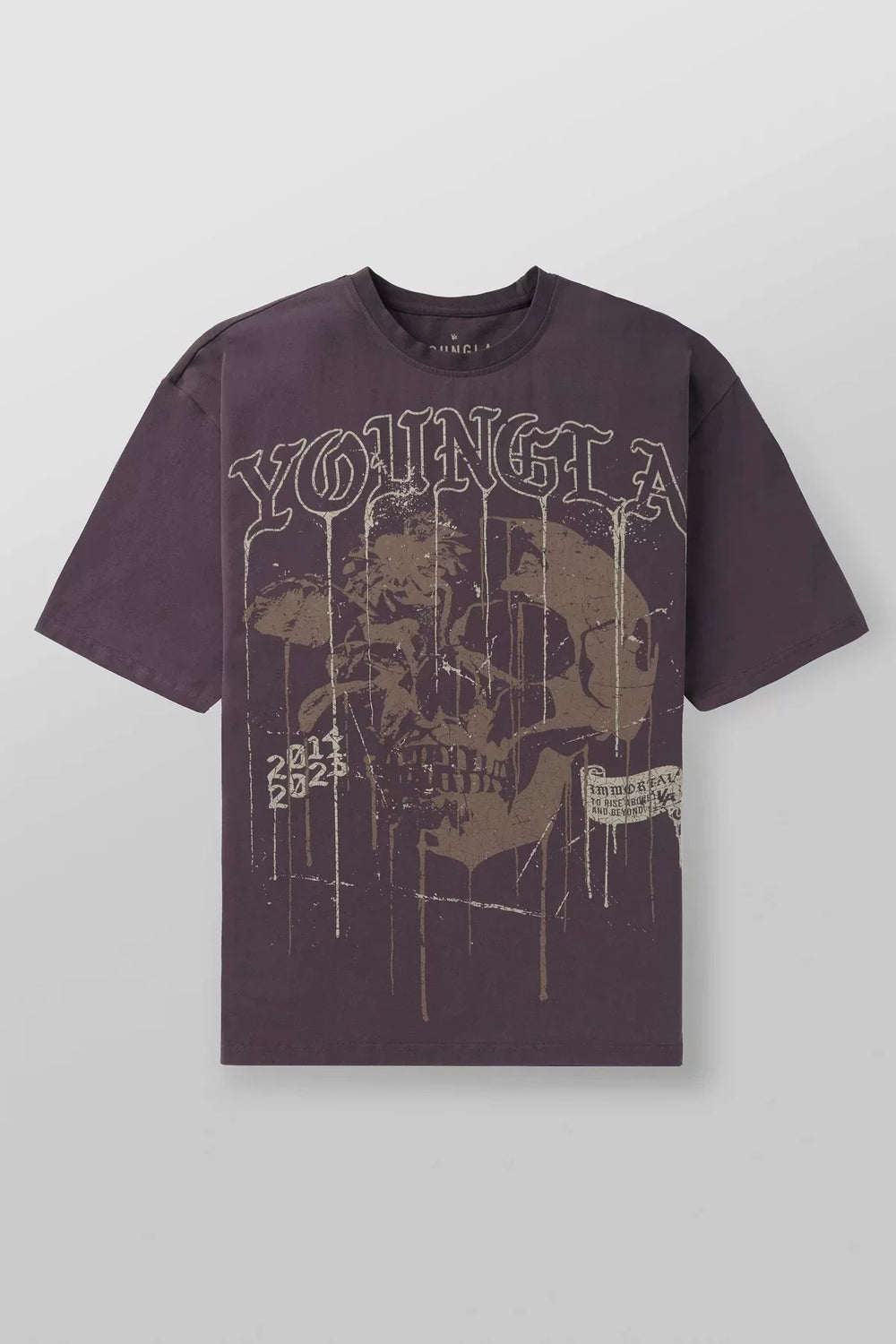 Cross border foreign trade American trendy brand YoungLa skeleton short sleeved loose cotton round neck fitness running T-shirt for men