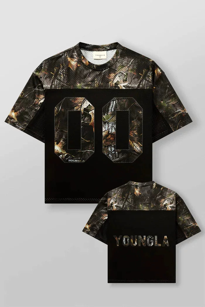 American fashion brand YOUNG LA large mesh quick drying breathable oversized T-shirt for men's sports and fitness double zero jersey short sleeved
