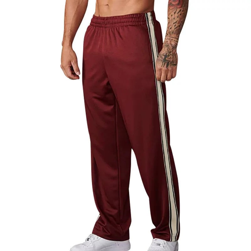European and American trendy brand Youngla pants color blocked sports fitness straight leg pants men's striped sweatpants cross-border foreign trade