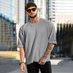 American style loose sports short sleeved T-shirt, plus size casual fitness top, European and American style trendy round neck top, suitable for all seasons