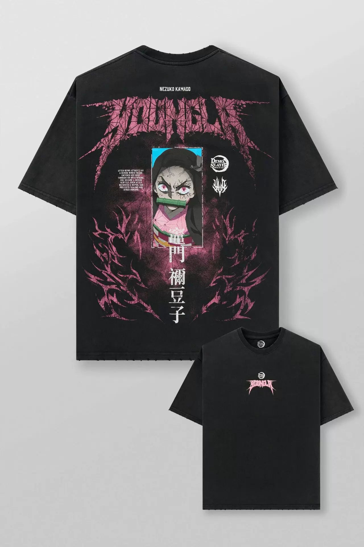 美式潮牌YOUNGLA联名DEMON SLAYER印花男超大T恤运动健身棉质短袖