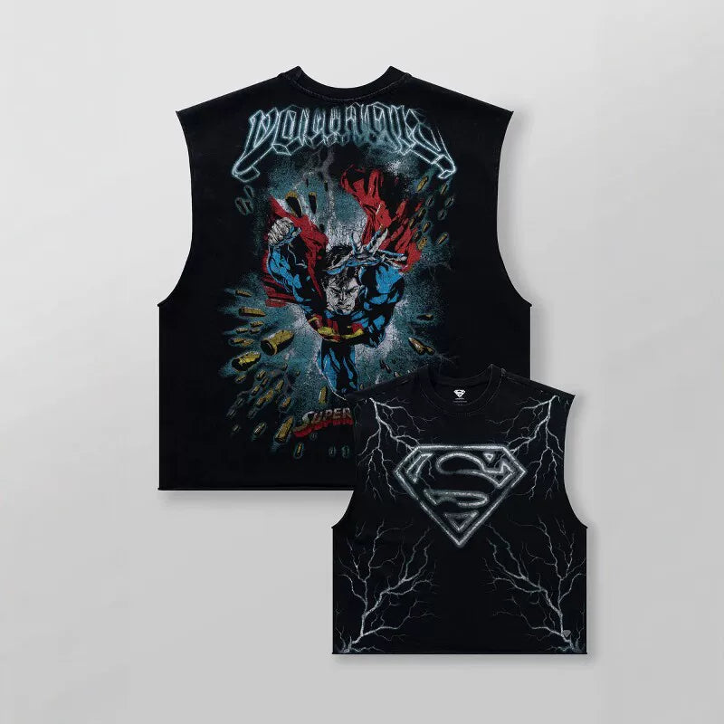 American fashion brand YOUNGLA collaborates with Superman men's vest, muscle sports fitness basketball sleeveless top
