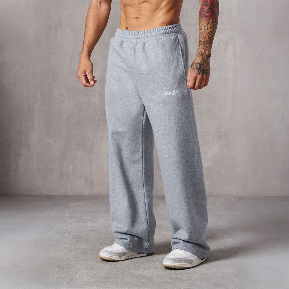European and American fashion brand YOUNG LA men's straight leg sports pants, American jogging and fitness training embroidery casual long pants