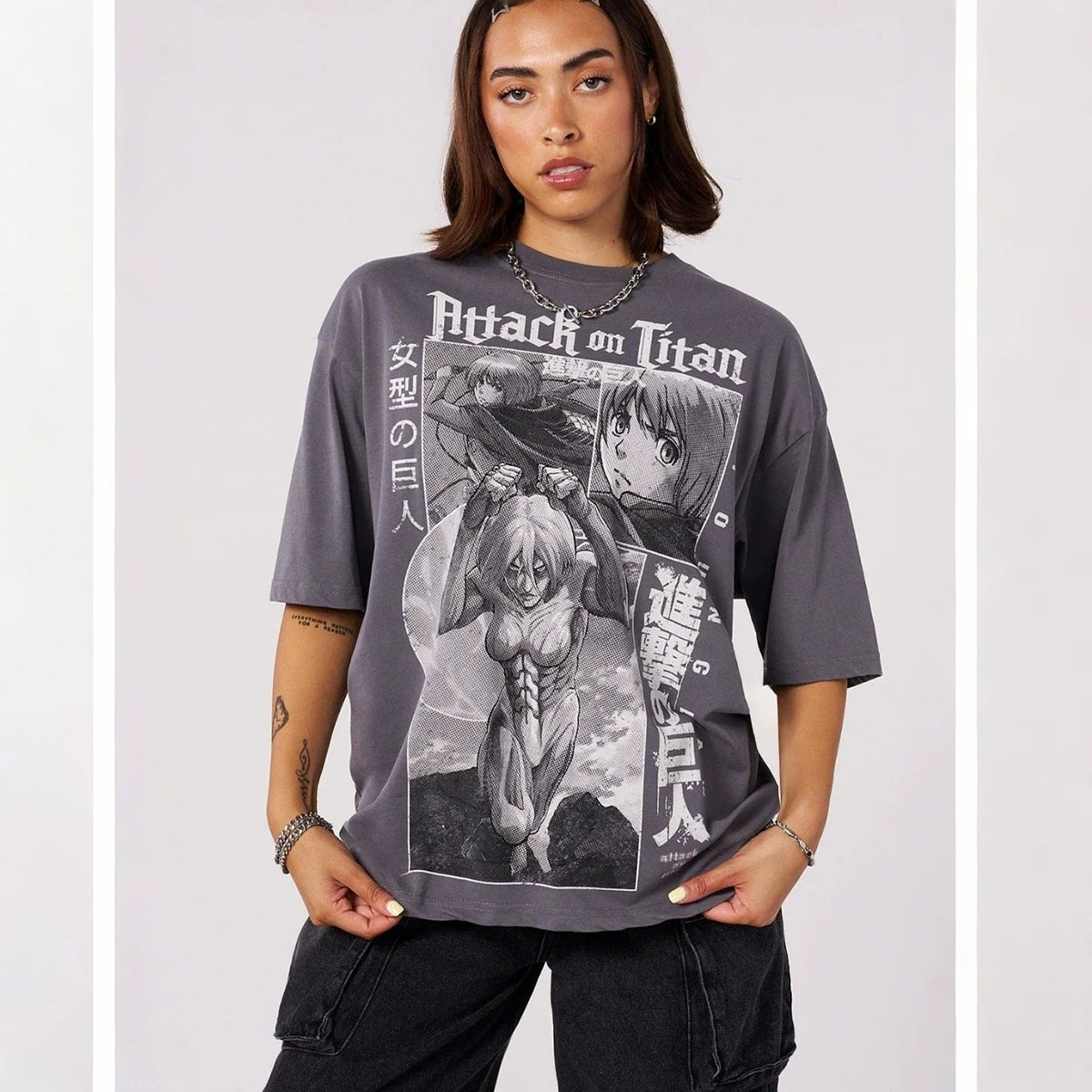 New American Trendy Brand YOUNGLA Alliance Attack on Titan Loose Large T-shirt Fitness Sports Short Sleeve
