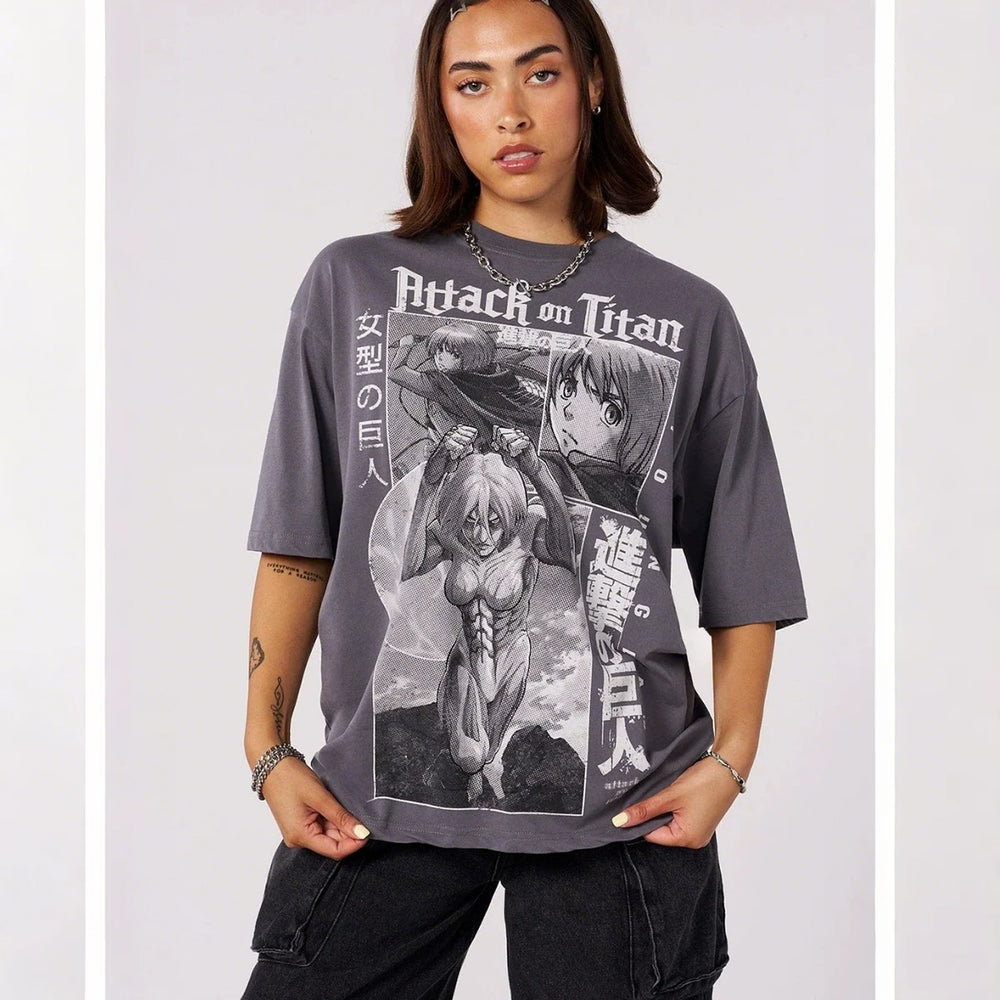 New American Trendy Brand YOUNGLA Alliance Attack on Titan Loose Large T-shirt Fitness Sports Short Sleeve