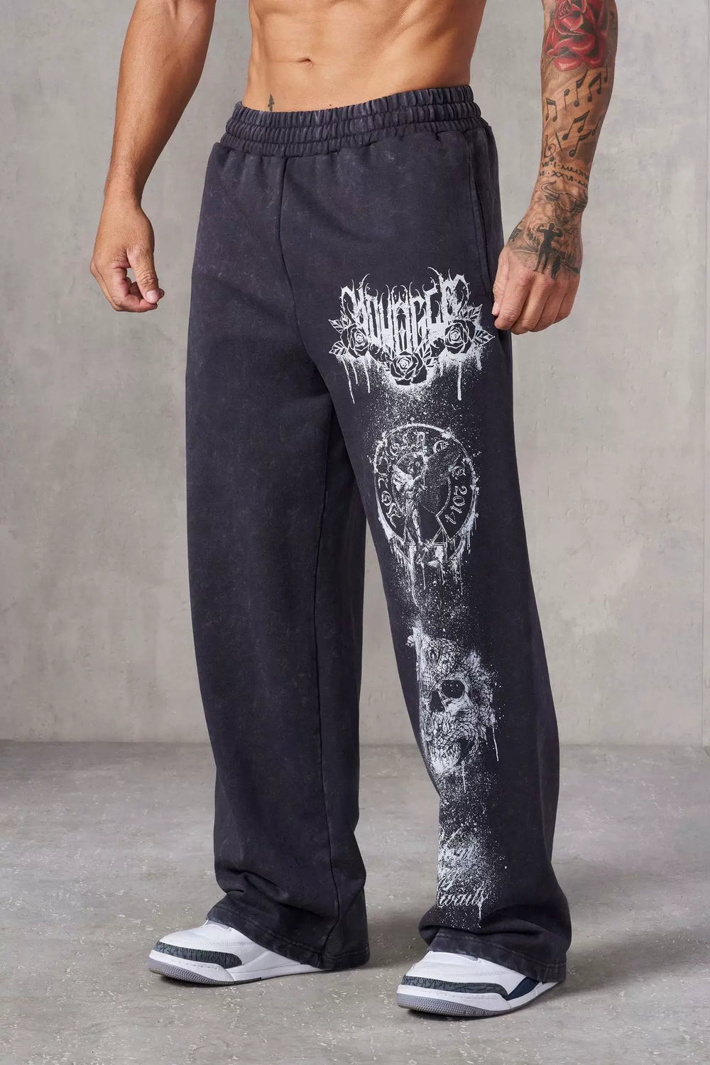 American trendy brand YOONGLA fitness training pants for European and American runners, loose straight leg printed casual pants