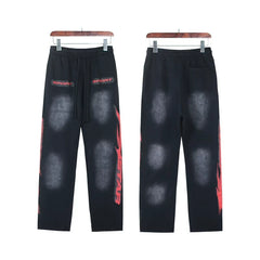 HELLSTAR Red Accent Gradient‑Wash Wide Leg Sweatpants Black Streetwear Trousers