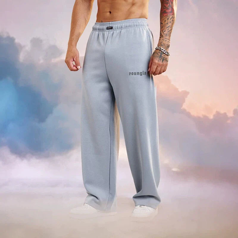 American fashion brand YOUNG LA sports wide leg straight leg sweatpants, versatile fitness printed casual pants, cross-border foreign trade