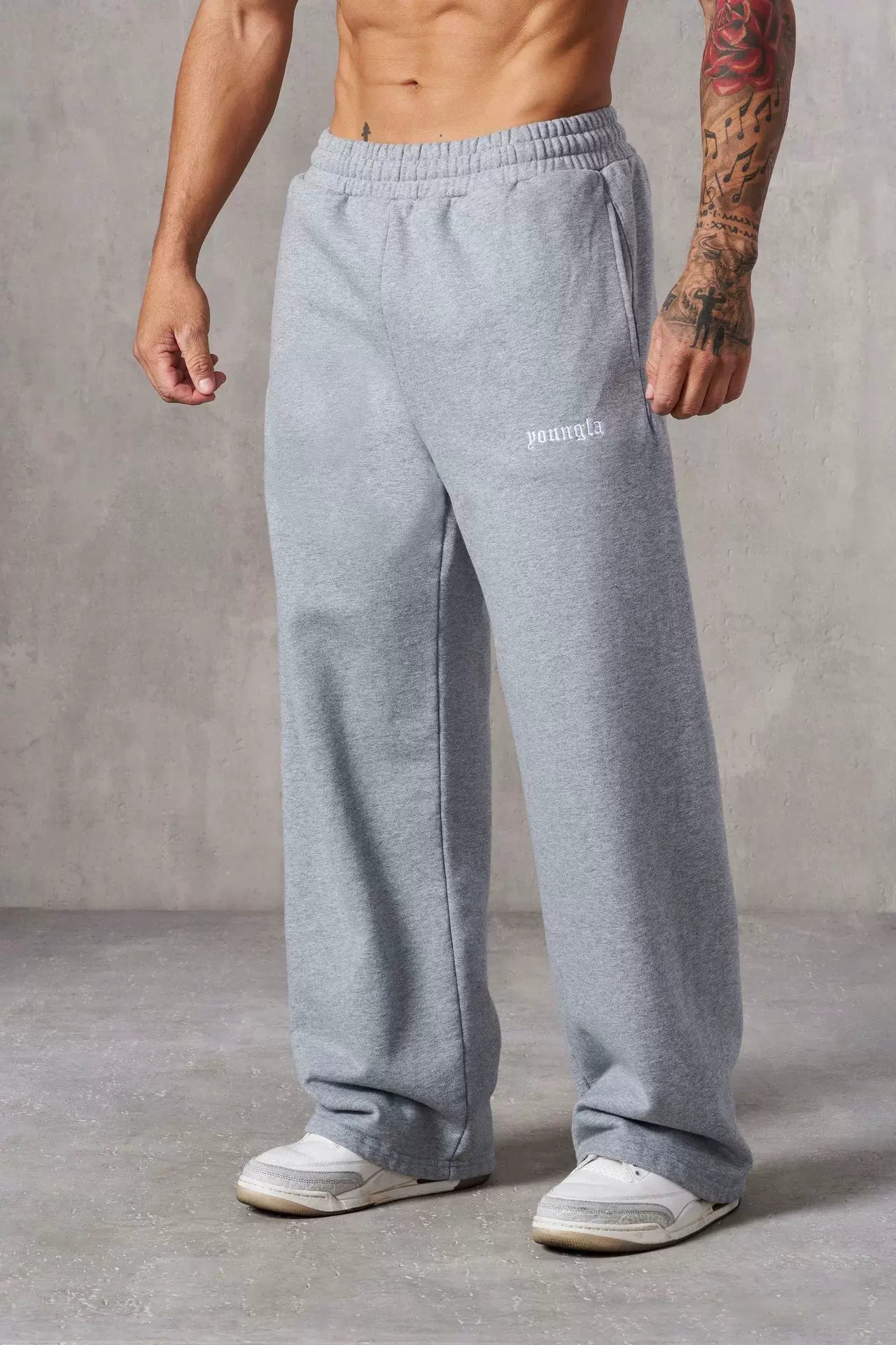 European and American fashion brand YOUNG LA men's straight leg sports pants, American jogging and fitness training embroidery casual long pants