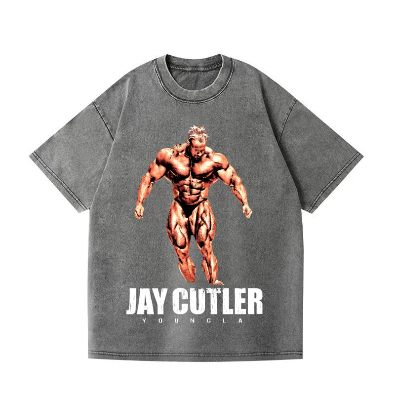 美式潮牌YOUNGLA联名Jay Cutler运动健身短袖水洗宽松棉质上衣T恤
