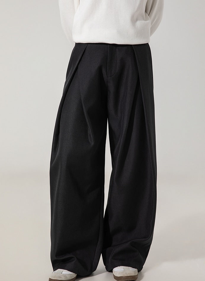 Pleated Wide Leg Casual Pants
