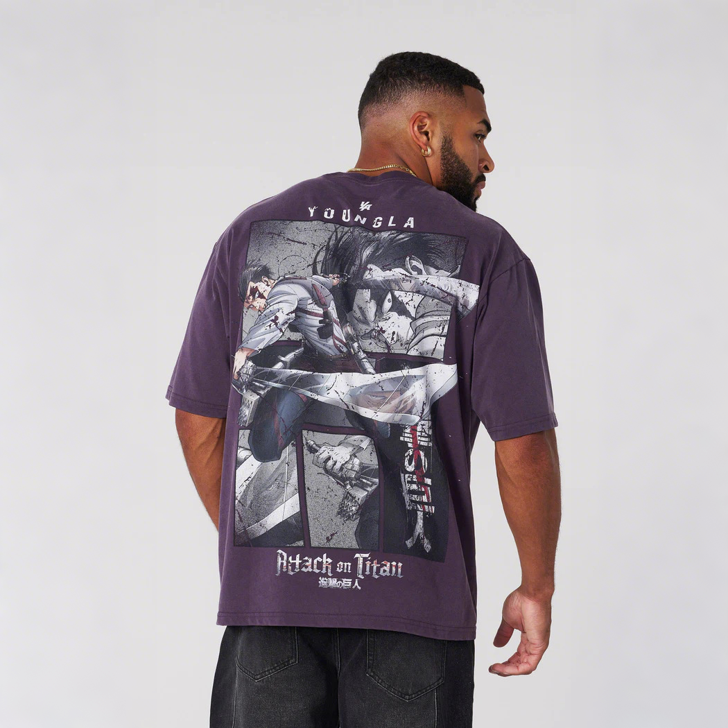 New American Trendy Brand YOUNGLA Alliance Attack on Titan Loose Large T-shirt Fitness Sports Short Sleeve