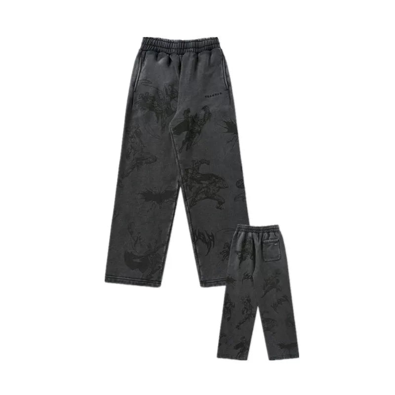 American fashion brand YOUNG LA sports pants for men and women's fitness training printed casual straight leg pants