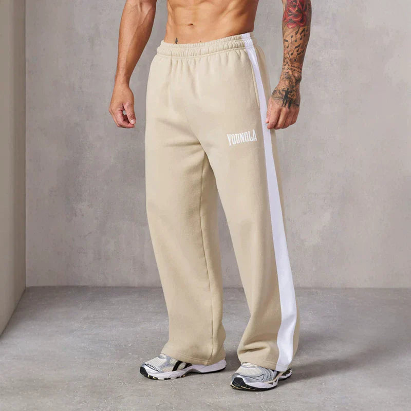 Cross border foreign trade European and American trendy brand YOUNG LA striped patchwork sports pants men's loose casual wide leg sweatpants
